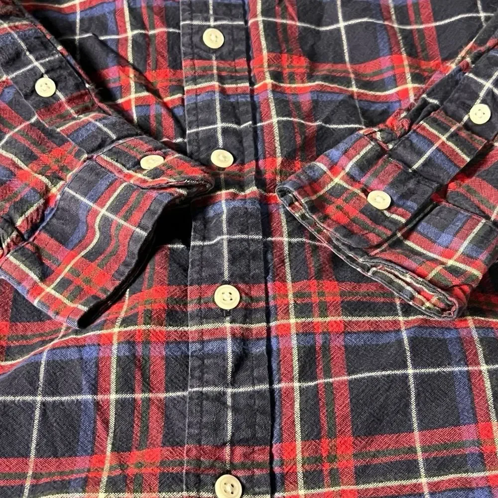 Polo Ralph Lauren Oxford Button Front Long Sleeve Shirt Mens Plaid Sz S Red Blue